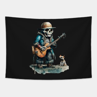Nature skull Guitar music T-shirt Summer, Vintage, Jazz Tapestry