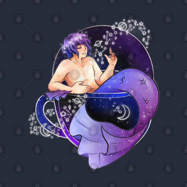 Mermaid Teacup - Starry Universe Merman by heysoleilart