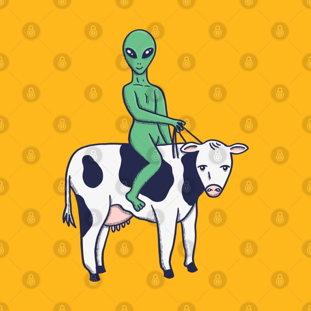 Alien Riding a Cow by Tamara Lance