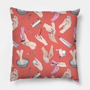 Pedicure coral print Pillow