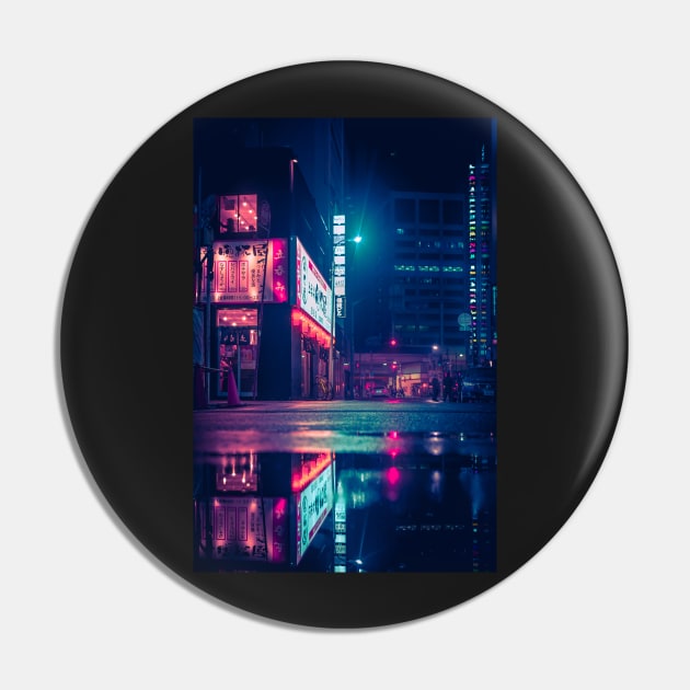 Neon Tokyo Reflection Red and green lights on the streets Pin by TokyoLuv