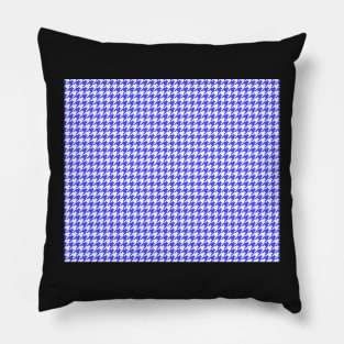 White and Blue Houndstooth Pillow