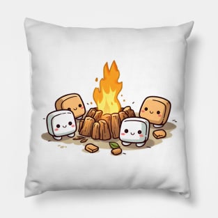Cute Camping Marshmallows S'mores Pillow