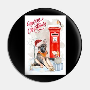 German Shepherd Merry Christmas Santa Dog Pin