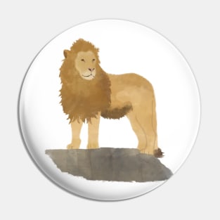 Watercolor Lion on a Rock Pin