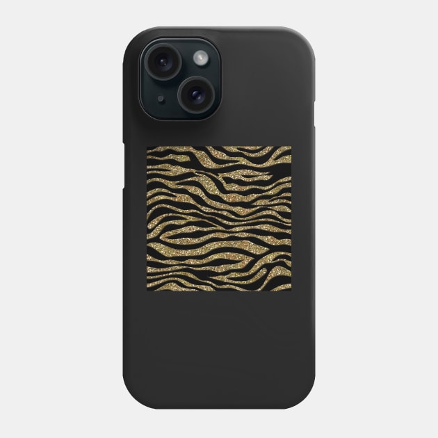 Gold Zebra Sparkle Phone Case by SpiceTree