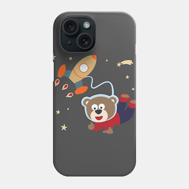 pace bear or astronaut in a space suit with cartoon style Phone Case by KIDS APPAREL