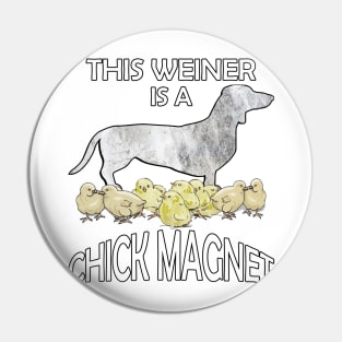 Dachshund Lover Cute Funny Doxie Quote This Weiner Is A Chick Magnet Pin