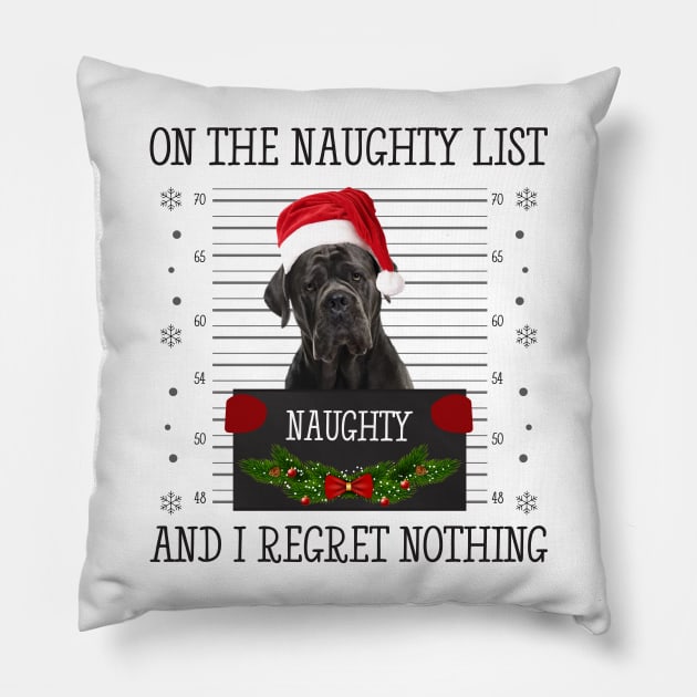 On The Naughty List, And I Regret Nothing Pillow by CoolTees