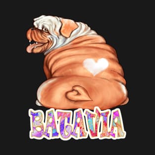 Batavia Gift, Comfy Gift for Dog Lovers, Perfect Bulldog Owners gifts, heart shaped patched of fur, for men, women, children, T-Shirt