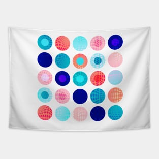 Big polka dots geometrical composition in blue and pink Tapestry