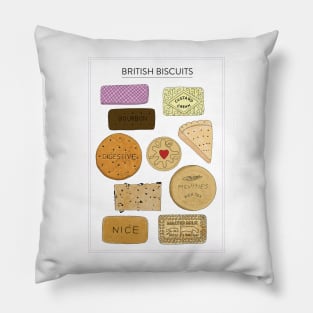 British Biscuits white Pillow