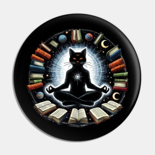 Books Cat Meditating Pin