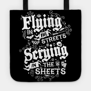 Flying in the Streets, Scrying in the Sheets - Witchcore - Vintage Distressed Goth Tote