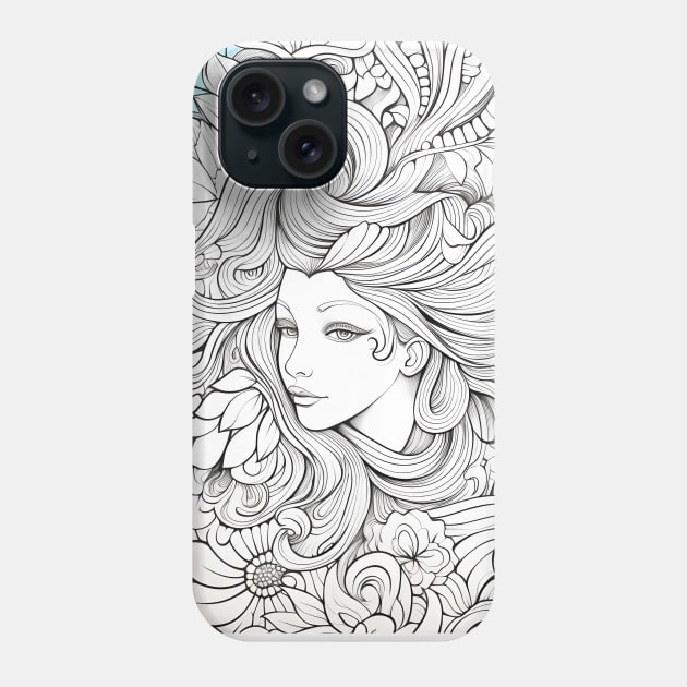 Young Woman's Flowing Hair Merging with Natural Elements Phone Case by LaP shop