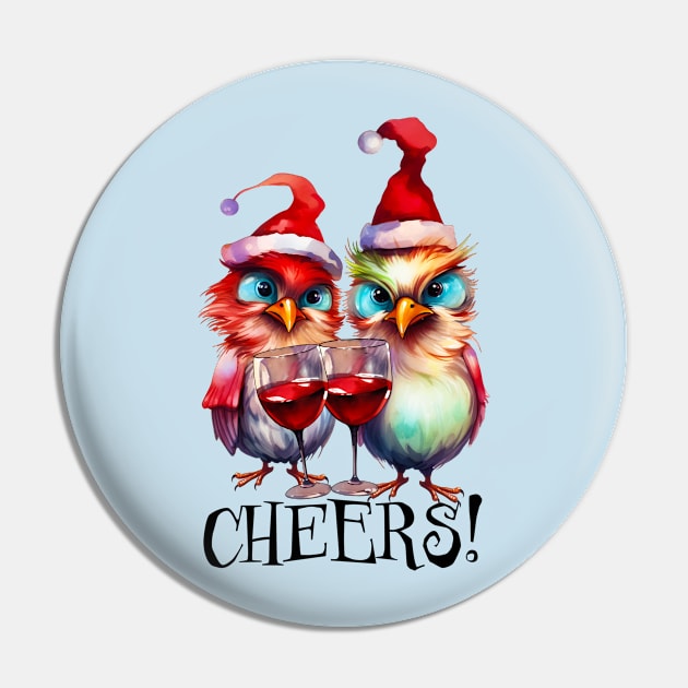 Cheers Funny Christmas Print Pin by Designs by Ira