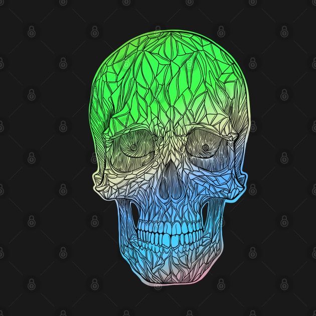 Stained glass skull - green as blue fade version by DaveDanchuk