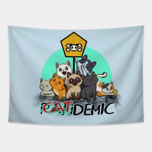 catdemic cat funny pandemic kittens cute Tapestry