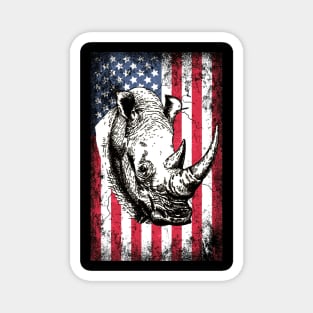 Patriotic Rhinoceros American Flag Magnet