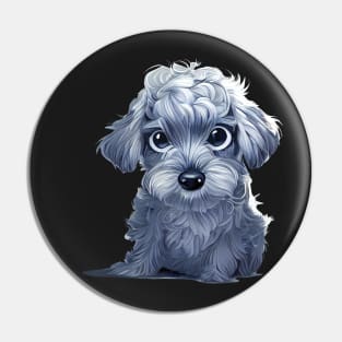 Adorable Cockapoo Puppy Dog. Illustrative style greyscale on black background Pin