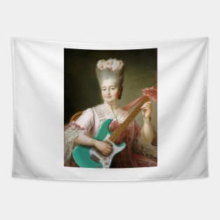 Girl with Guitar - Moody Maximalism Oil Painting Tapestry