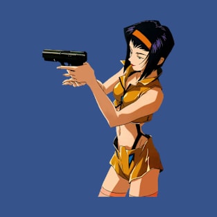 Cowboy Bebop - Faye Valentine , Bebop Crew, cowboy bebop, aesthetic, bebop, bounty hunters, cowboy, cyberpunk, ein, faye valentine, futuristic, japanese, jet black, spike spiegel, corgi, faye valentine, lets jam T-Shirt