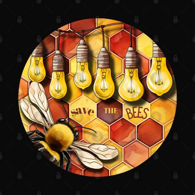 Honeycomb with Bee and Save the Bees by mw1designsart