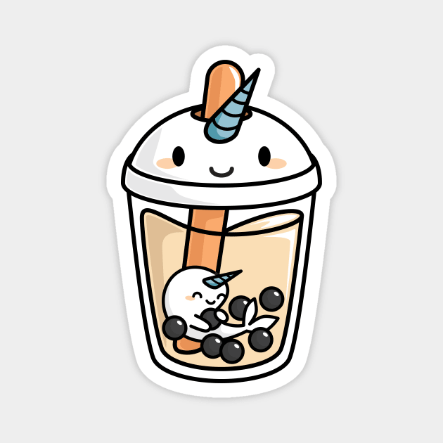 Cute Boba Tea Narwhal - Bubble Tea Magnet by BobaTeaMe