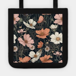 Floral Pattern  of Pink  and White Cosmos Blooms Tote