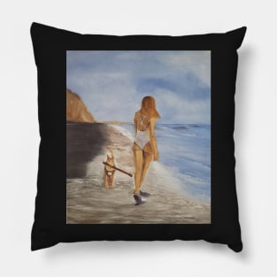 Play Time oil painting by tabitha kremesec Pillow