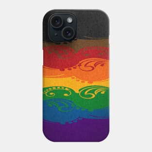 Fancy Swooped and Swirled Inclusive Rainbow Pride Flag Background Phone Case