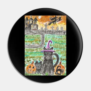 Halloween cat painting Pin