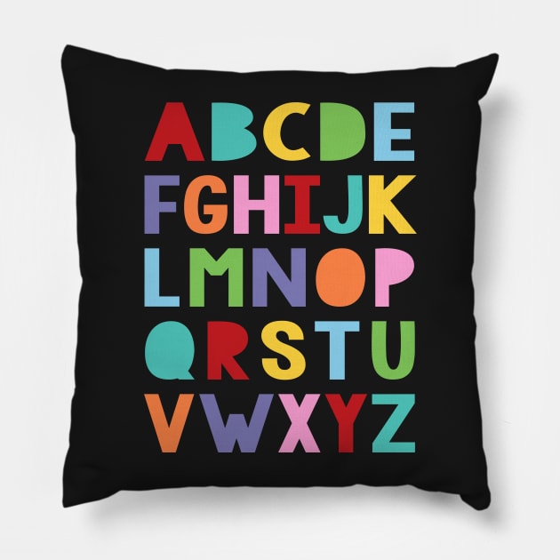 Colourful alphabet Pillow by creativemonsoon