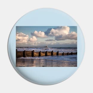 Sunny morning and stormy sea Pin