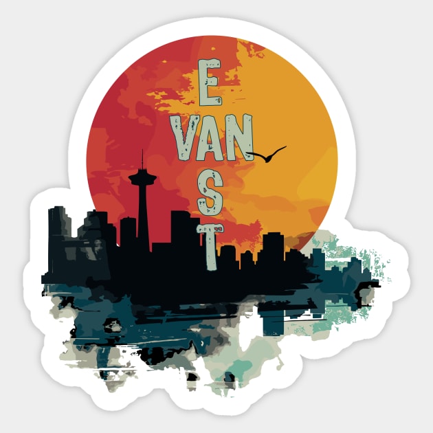 East Van Cross Sunset Silhouette Vancouver Skyline Sticker