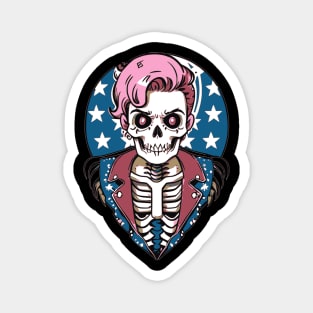 Funny Patriotic Rockabilly Skeleton Magnet