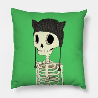 Skeleton Kitty Pillow