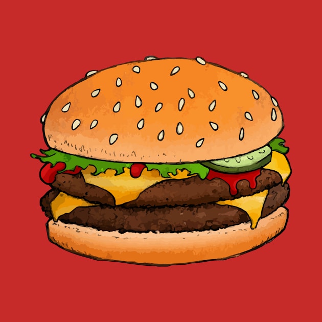 Meaty Classic Cheeseburger T by Justin Langenberg