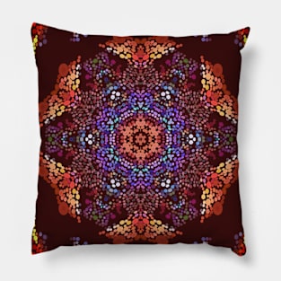 Dot Mandala Orange Blue and Purple Pillow