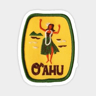 Hula Girl Oahu Patch Magnet