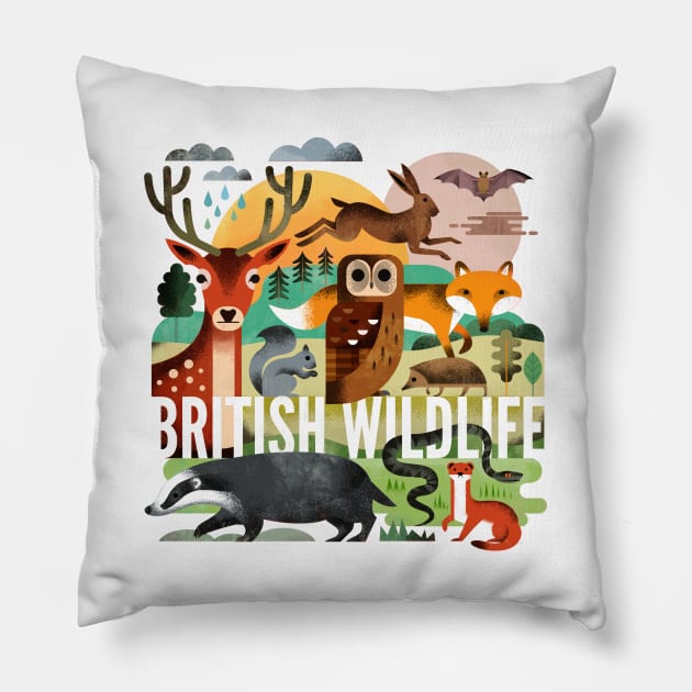 British Wildlife Pillow by Gareth Lucas