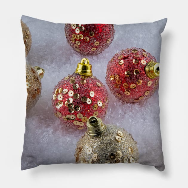 Red and Gold Christmas baubles Pillow by Russell102