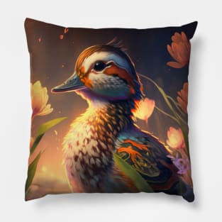 Duck Bird Animal Portrait Painting Wildlife Outdoors Adventure Pillow