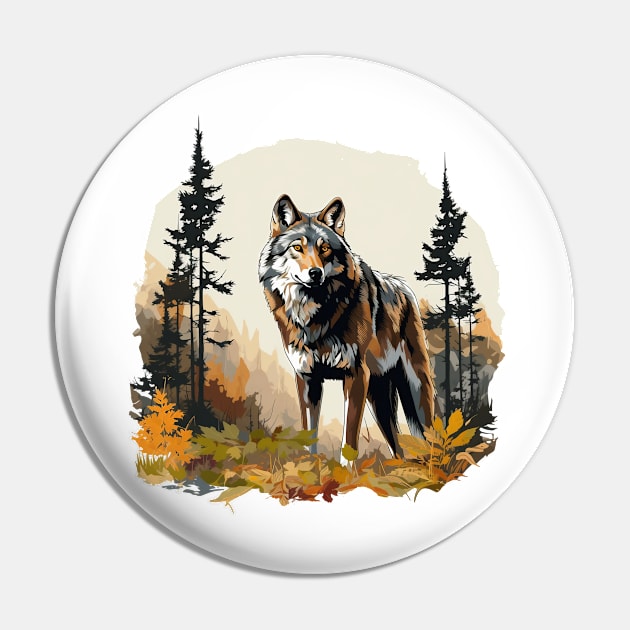 Watercolor Wolf Pin by zooleisurelife