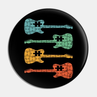 T-Style Electric Guitar Puzzle Cool Retro Colors Pin