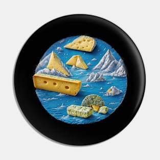 Cheese Art Background Blue Milk Cows Vintage Pin