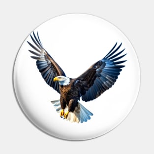 An American Bald Eagle in Flight - Capturing Freedom Pin