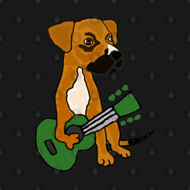 Discover Cute Boxer Mix Dog Playing Guitar Cartoon - Boxer Dog - T-Shirt