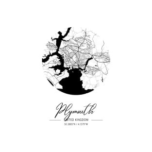 Plymouth - United Kingdom Black Water City Map T-Shirt
