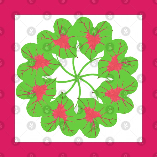 Red and Green Kaleidoscope Caladium Leaves by aybe7elf